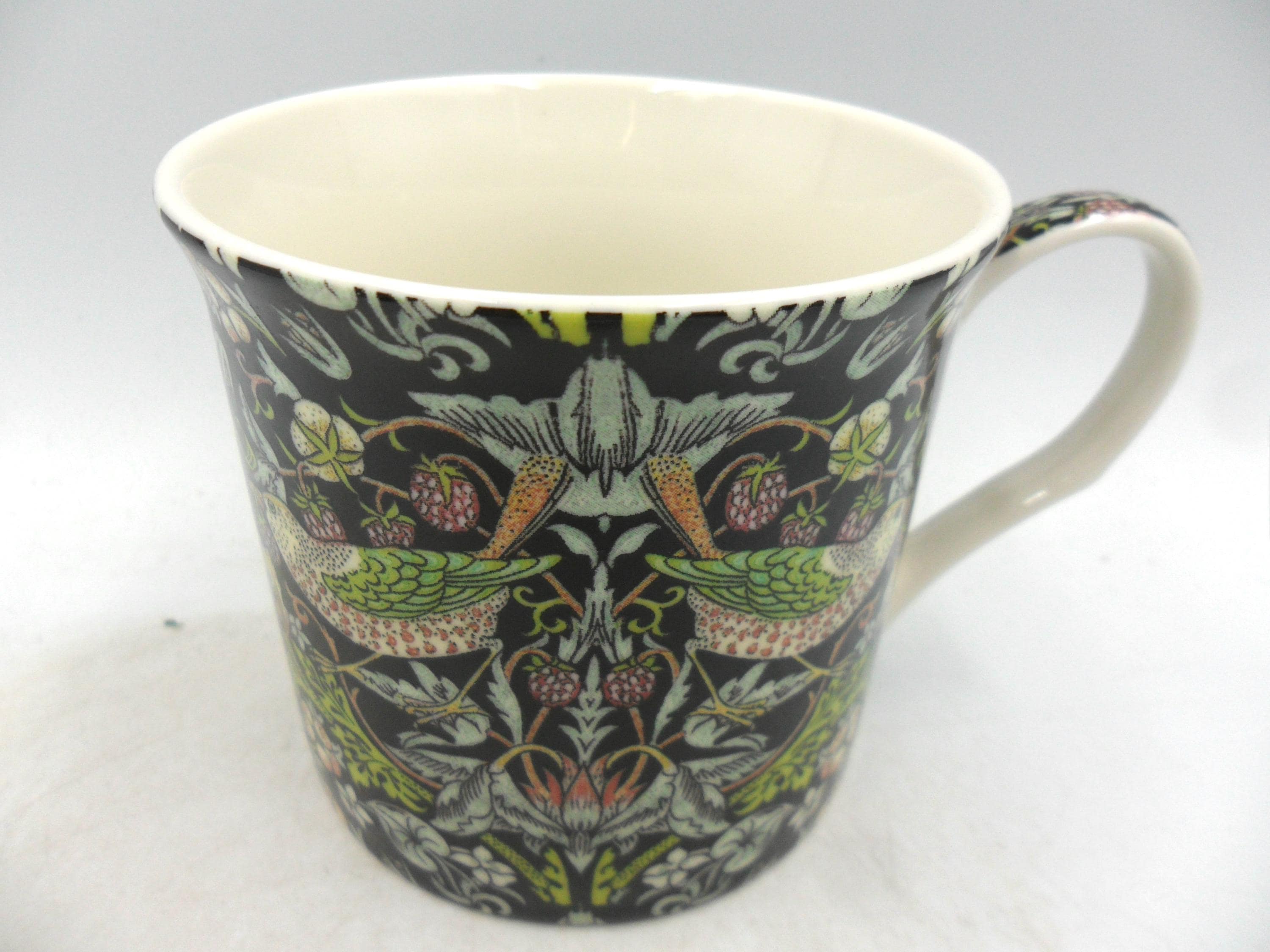 Set of 6 William Morris Black Strawberry Thief Design Palace Mugs