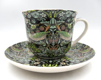 William Morris Black Strawberry Thief Jumbo Cup and Saucer. - Etsy