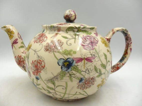 6 Cup Teapot in Windsor Gardens Design by Heron Cross Pottery - Etsy