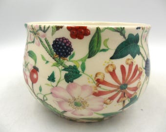 Large open Sugar bowl in Hedgerow Bramble design by Heron Cross Pottery