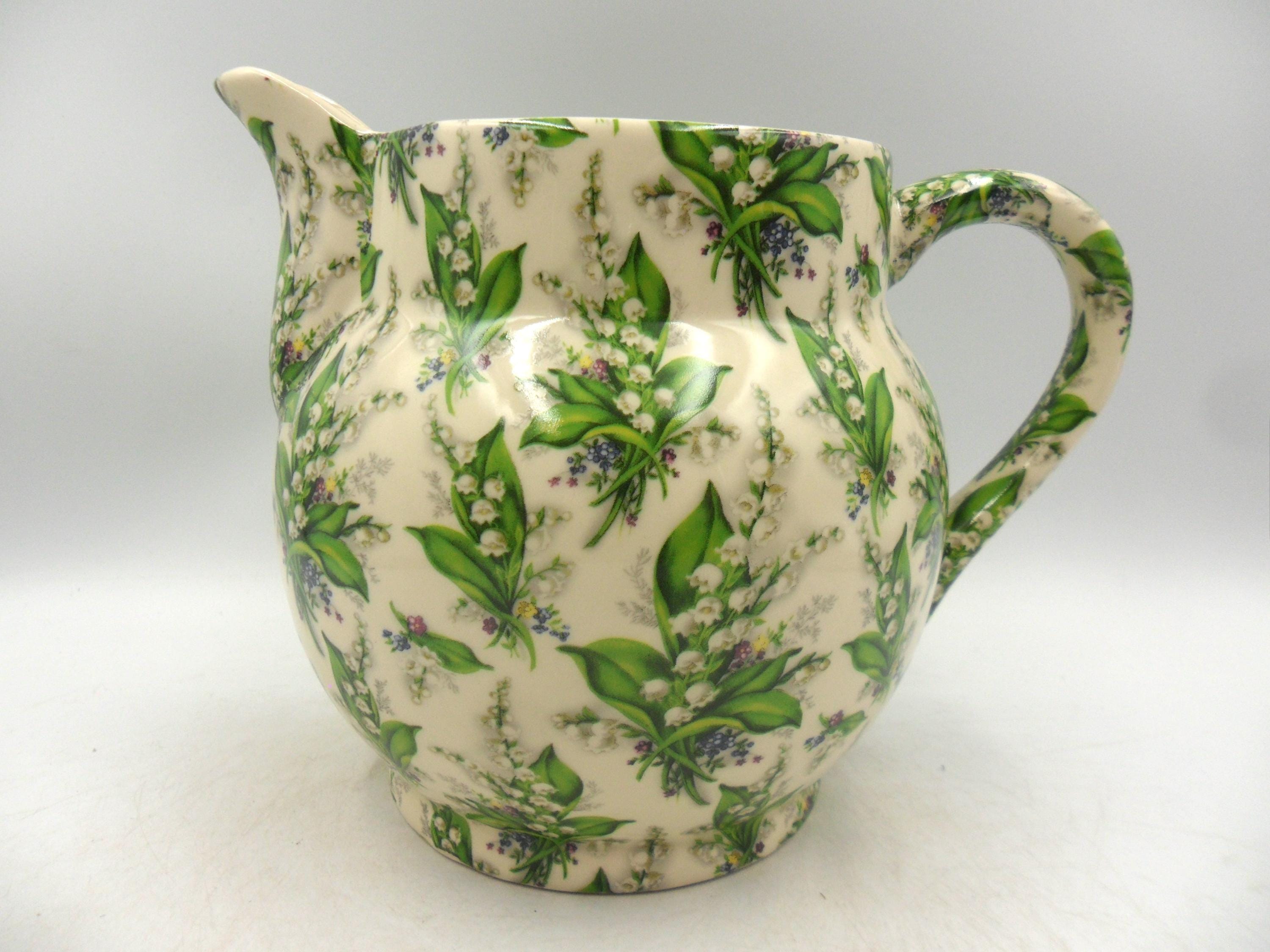 Heron Cross Pottery 伝統的な英国式ティーセット An Extra Large Dutch Jug in Lily of the Valley Chintz Design by