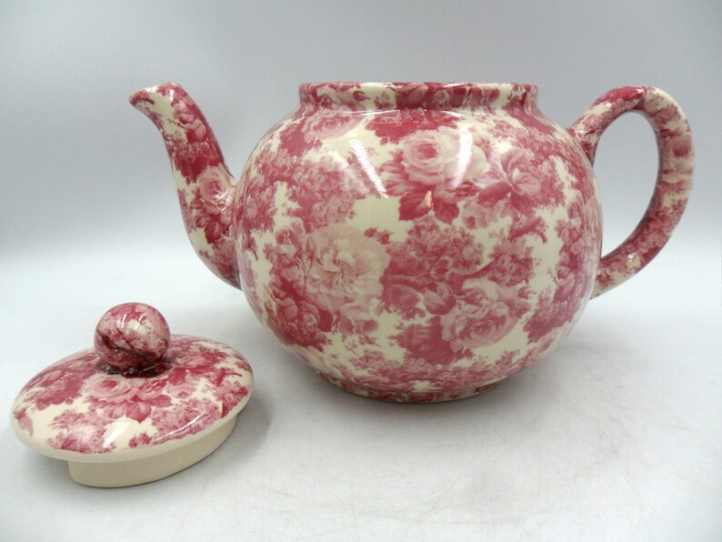 2 Cup Teapot in Pink Laura chintz Design by Heron Cross Pottery Bild 5