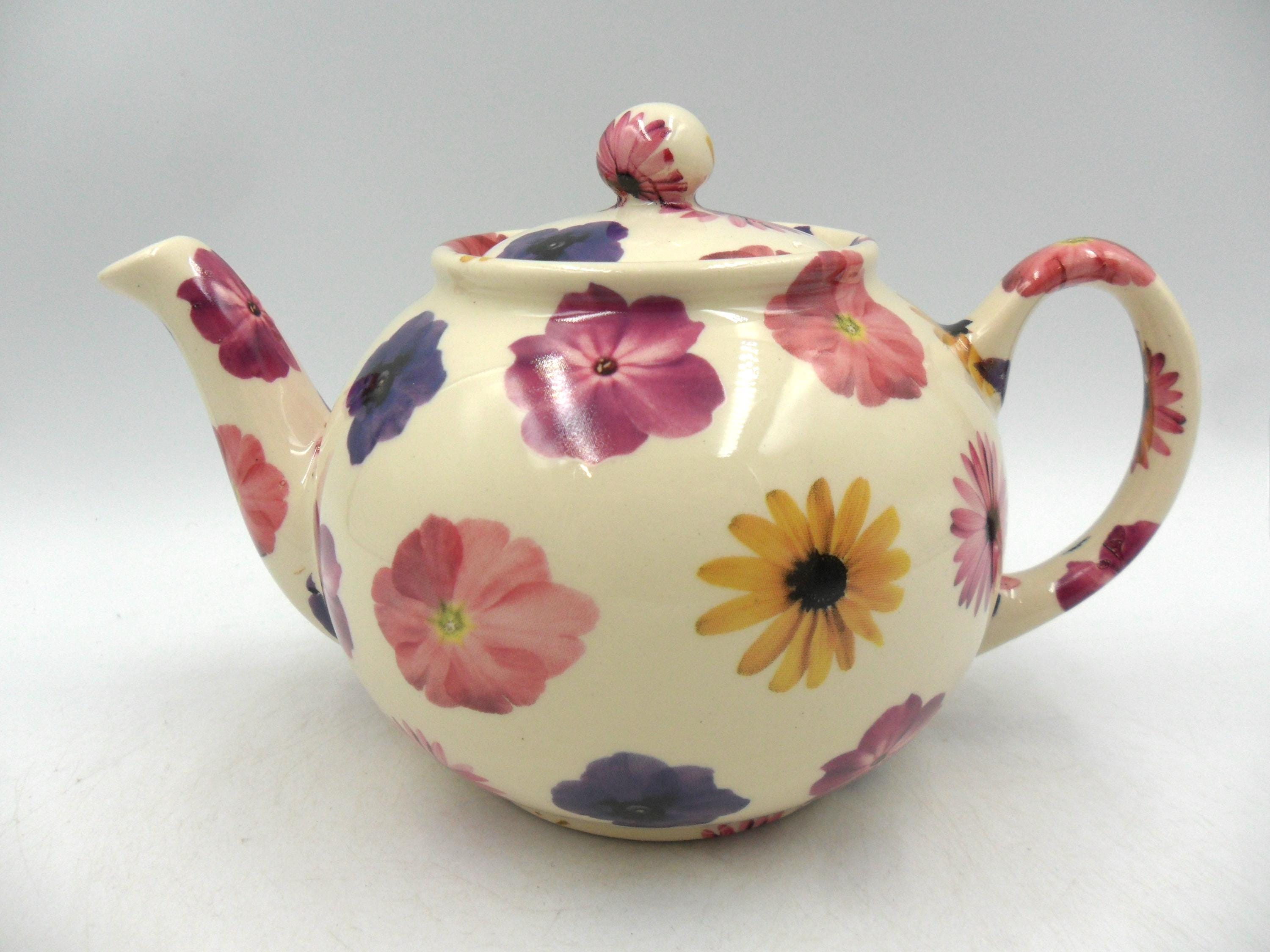 2 Cup Teapot in Pretty Pressed Flowers Design by Heron Cross