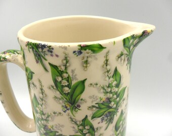 2 Pint Earthenware Jug in Lily of the Valley Design by Heron Cross