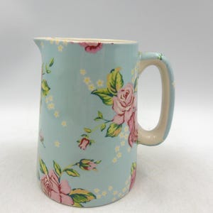 Half pint Jug in Blue Staffordshire Rose design by Heron Cross Pottery