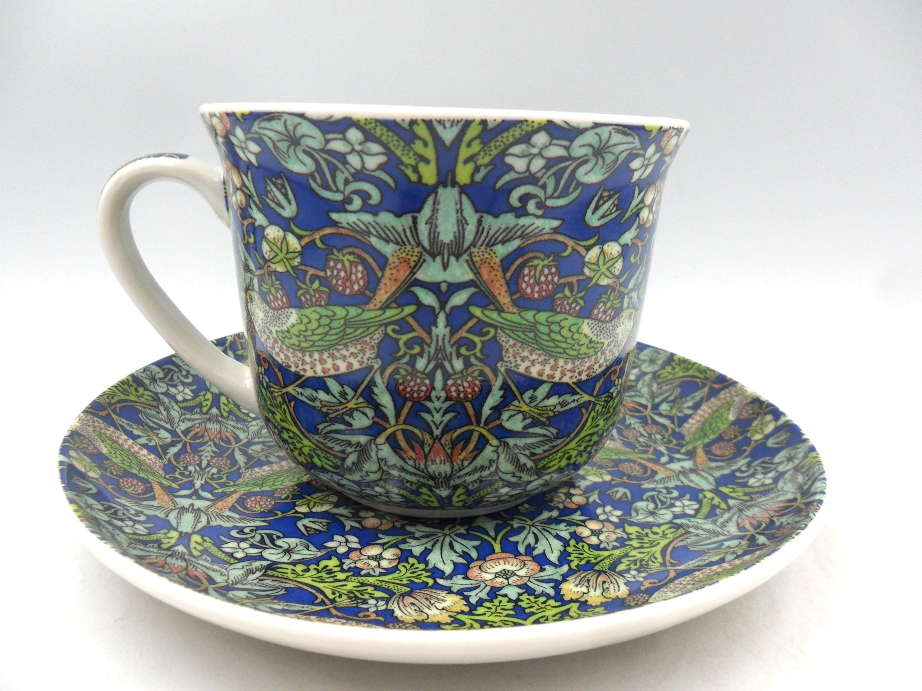 William Morris Blue Strawberry Thief Jumbo Cup and Saucer. - Etsy