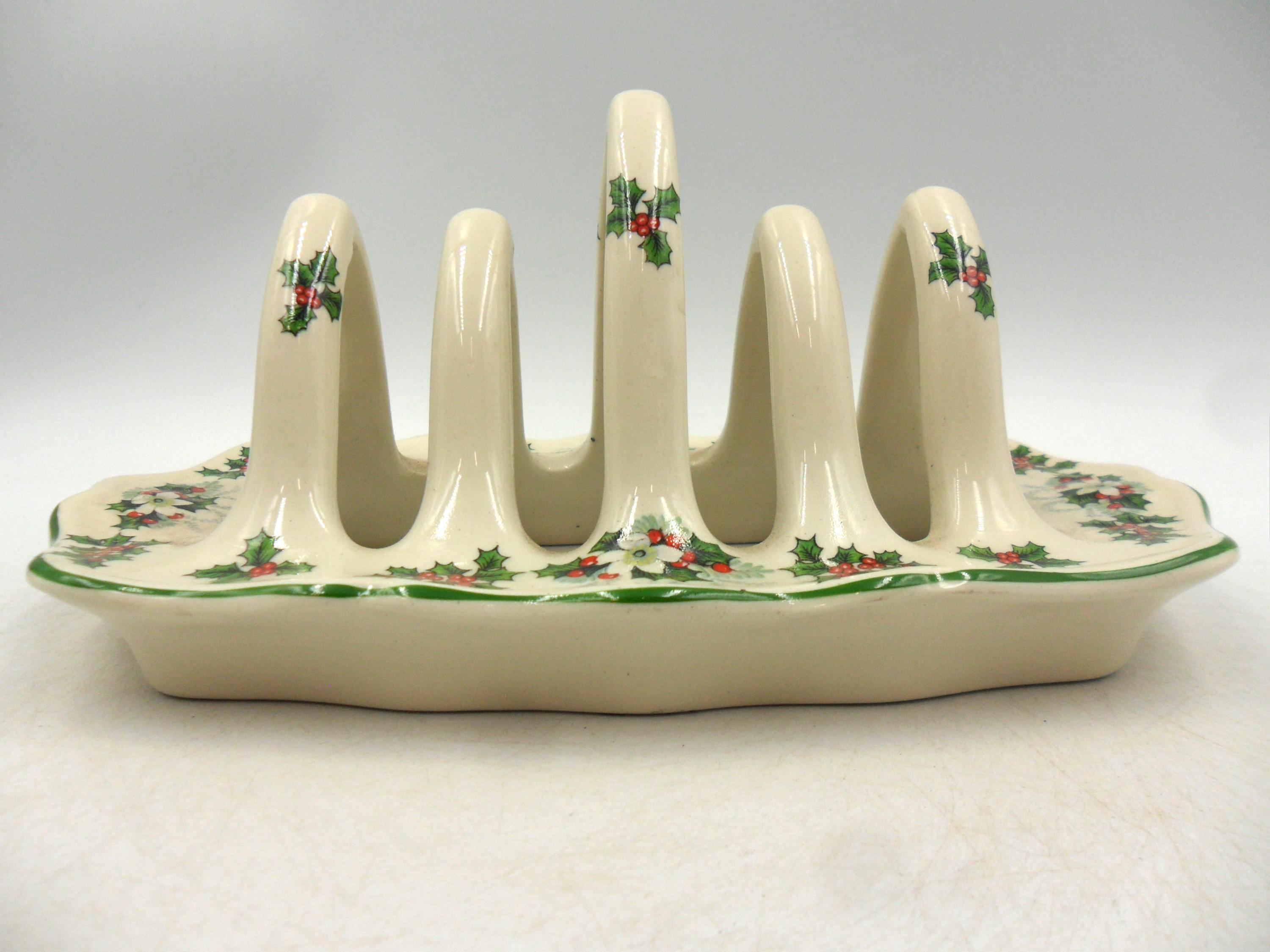 Toast Rack in Scattered Holly Design by Heron Cross Pottery