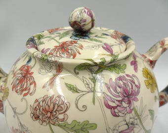6 Cup Teapot in Windsor Gardens Design by Heron Cross Pottery - Etsy