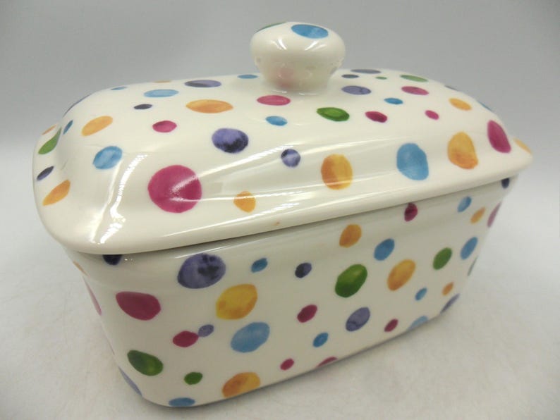 Butterdish in Handpainted Polka Spots design by Heron Cross Pottery. Bild 7