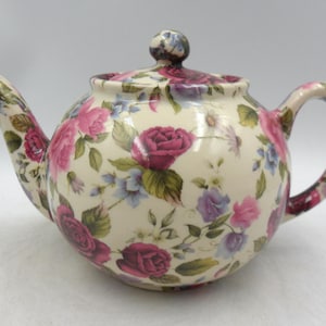 2 Cup Teapot in Summer Rose design by Heron Cross Pottery