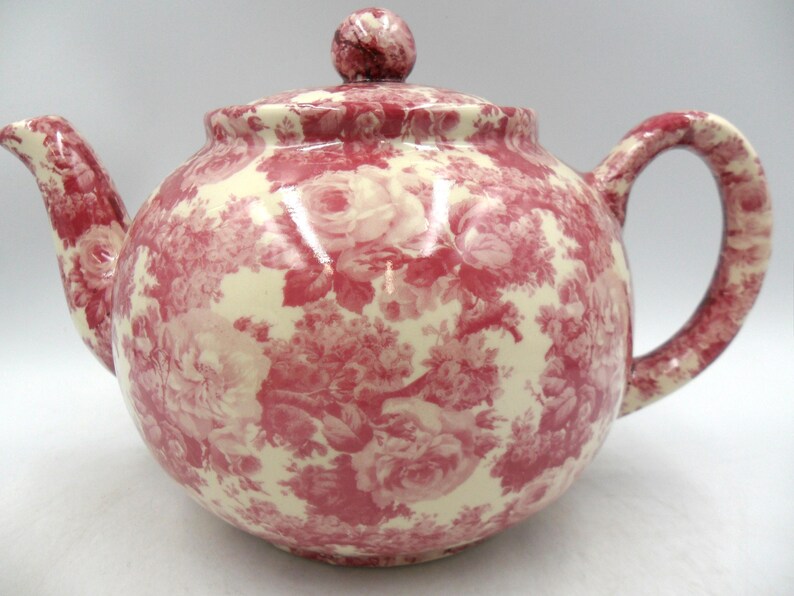 2 Cup Teapot in Pink Laura chintz Design by Heron Cross Pottery Bild 10