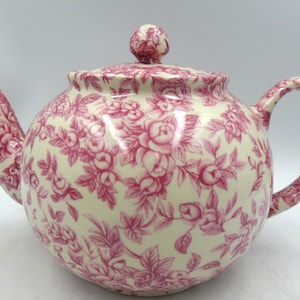 Théière 6 tasses en rose Blossom Design par Heron Cross Pottery
