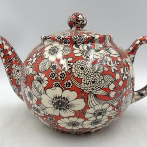 2 Cup Teapot in Blue Valencia design by Heron Cross Pottery