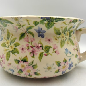 Large Chamber Pot Planter in pretty Dog Rose Design by Heron Cross Pottery.