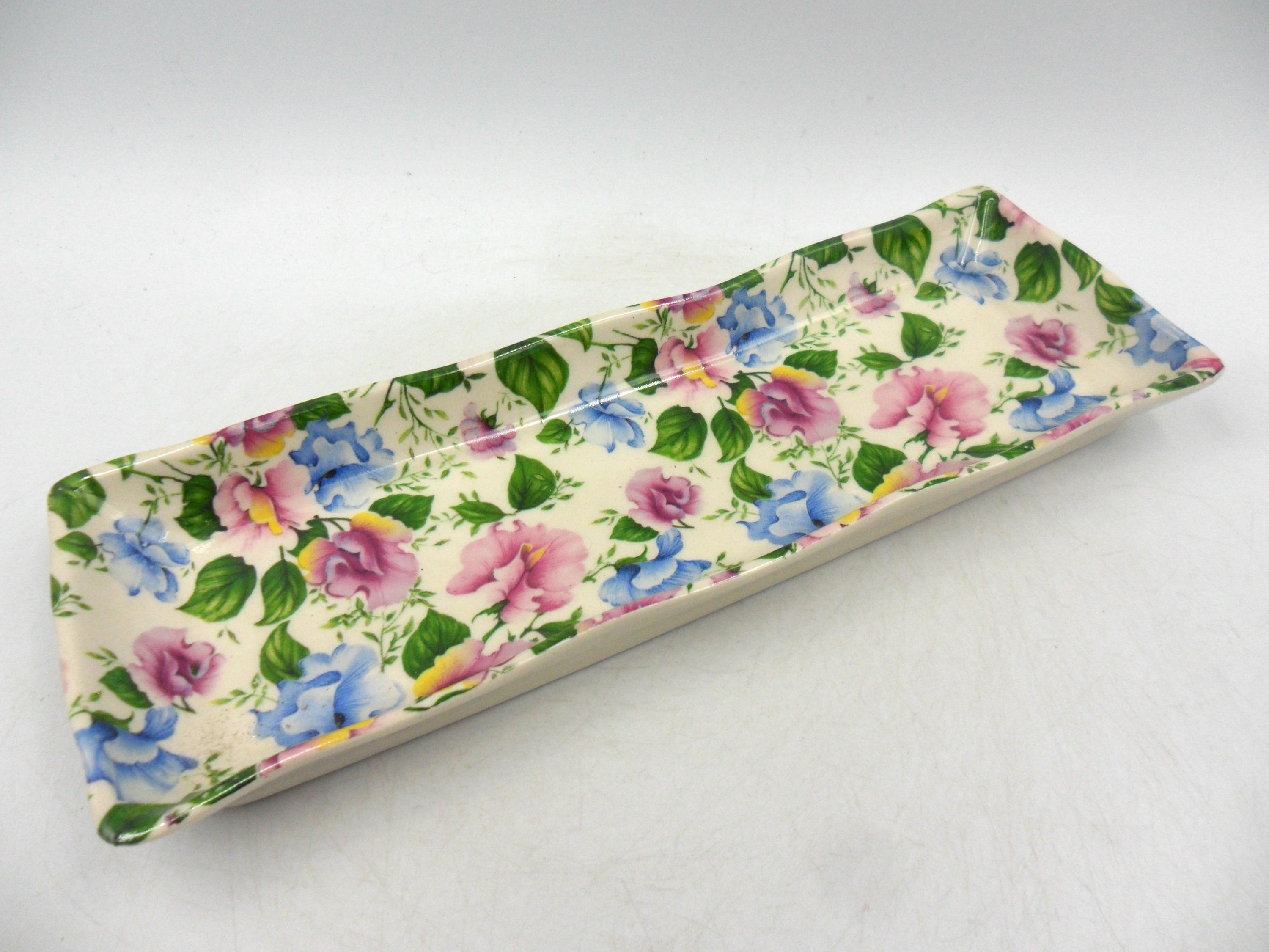 Mint Dish in Pink and Blue Sweetpea Design by Heron Cross Pottery