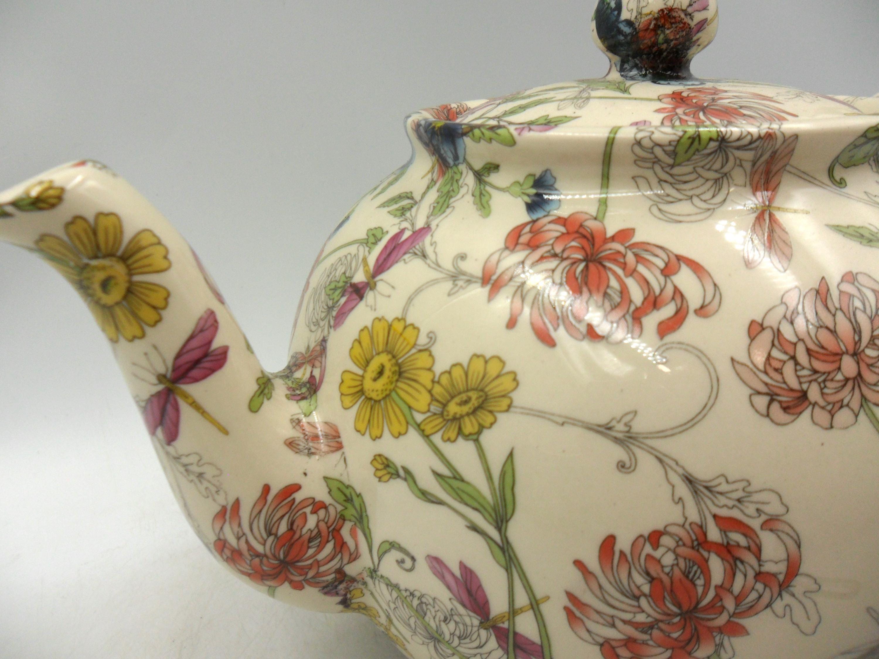 6 Cup Teapot in Windsor Gardens Design by Heron Cross Pottery - Etsy