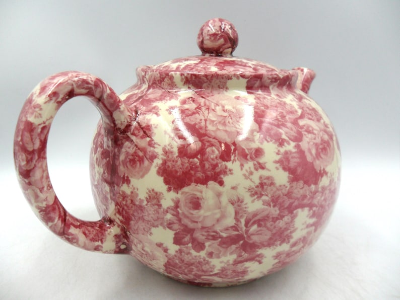 2 Cup Teapot in Pink Laura chintz Design by Heron Cross Pottery Bild 7