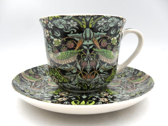 William Morris Black Strawberry Thief Jumbo Cup and Saucer. - Etsy