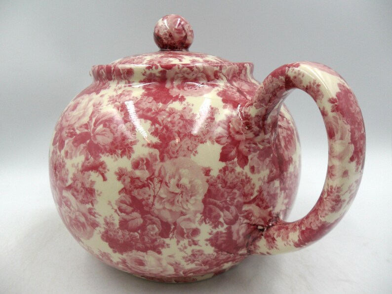 2 Cup Teapot in Pink Laura chintz Design by Heron Cross Pottery Bild 6