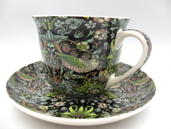 William Morris Black Strawberry Thief Jumbo Cup and Saucer. - Etsy