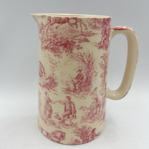 1 pint Earthenware Jug in pink toile design by Heron Cross Pottery