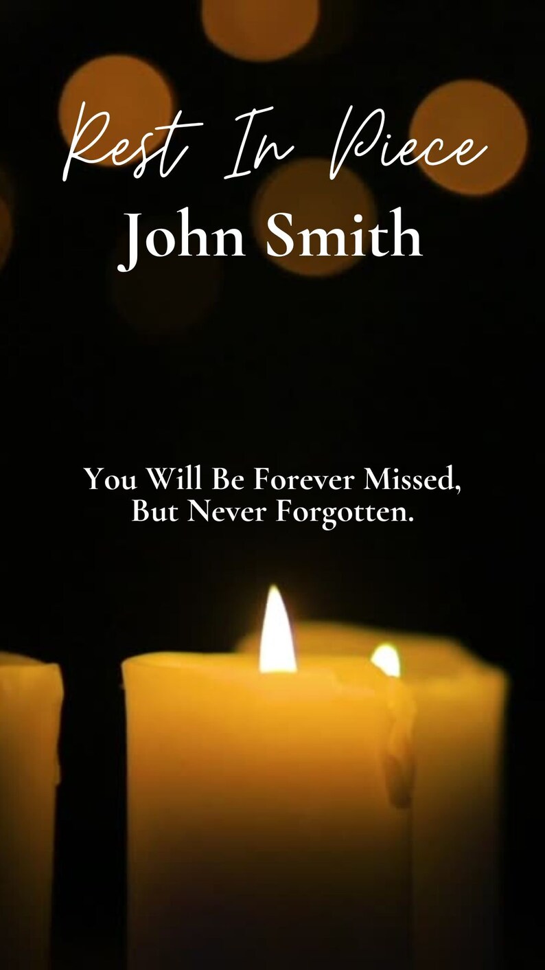 RIP Candle Video Video Template | Digital Canva | Animated Eulogy Evite ...