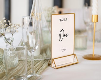 Plantilla moderna de número de mesa para boda: Diseño minimalista de Canva (descarga instantánea)