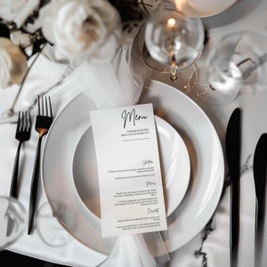 Minimalist Wedding Menu Template: Editable Canva Design (Instant Download)
