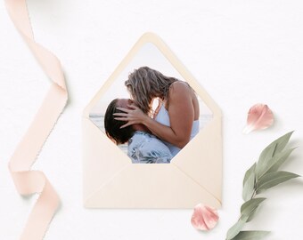 Plantilla para sobre fotográfico: 5x7 A7 con solapa europea (editable e imprimible en Canva)