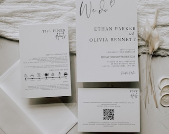 Invitación de boda minimalista: Plantilla elegante (descarga instantánea)