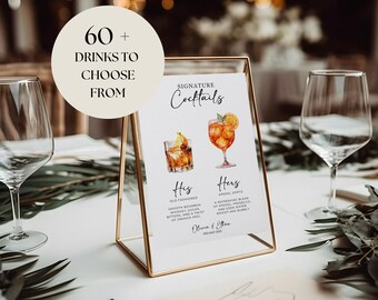 Personalized Signature Cocktail Sign: Wedding Bar Menu (Digital Download)