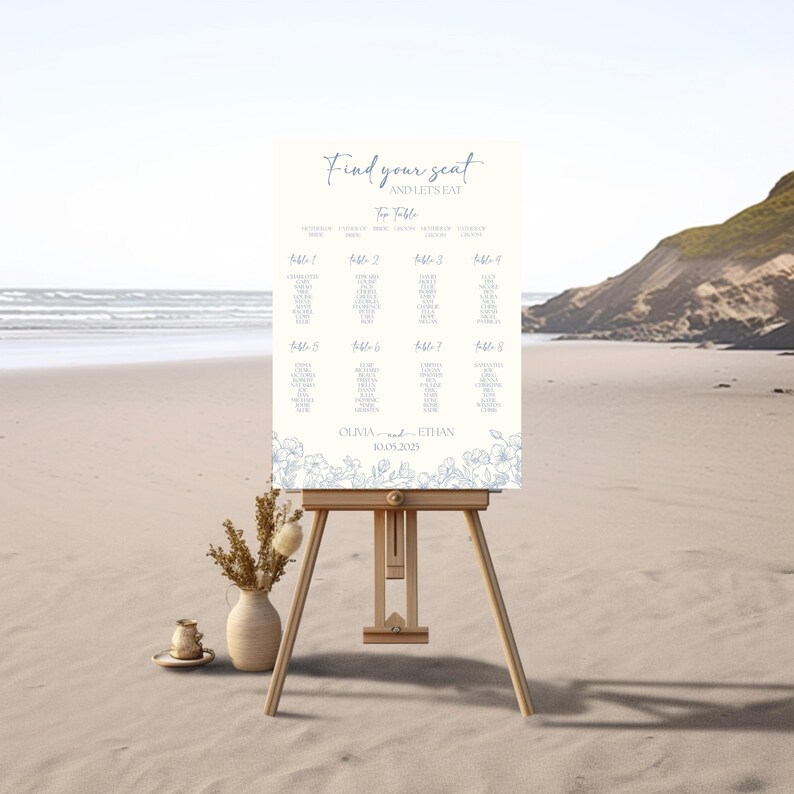 Sophisticated Boho Wedding Stationery Set | Dusty Blue and White Floral Designs | Editable Canva Templates | Instant Download