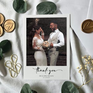 Carte de remerciement photo moderne pour mariage | de Carte de remerciement avec photo | Carte à plat | Merci carte photo | Téléchargement instantané