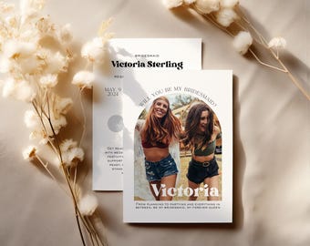 Bridesmaid Proposal Card Template: Editable Polaroid Postcard (Canva)