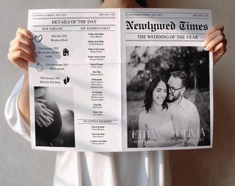 Elegant Wedding Newspaper Program Template (Digital Download)