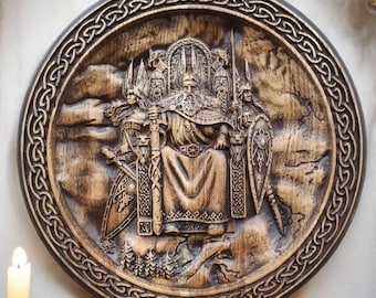 Pintura de Dios Vara Talla de Madera Mitología Eslava Paganismo Tapices de Pared Regalo para el Pagano Religión Eslava Arte de Pared Eslavo Pagano Ídolo Eslavo