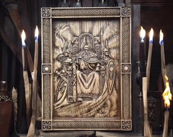 Rod Hand geschnitztes Holzwanddekor Slawische Pantheon Gott Statue Rod Gott Wandkunst Slawisches Idol geschnitztes Bild Slawische Pagan Mythologie Rod Geschenk