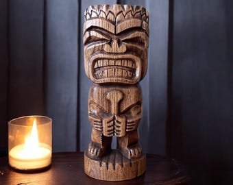Vintage Coco Joe's Hapa Wood Lono Tiki God Figurine, Souvenir From