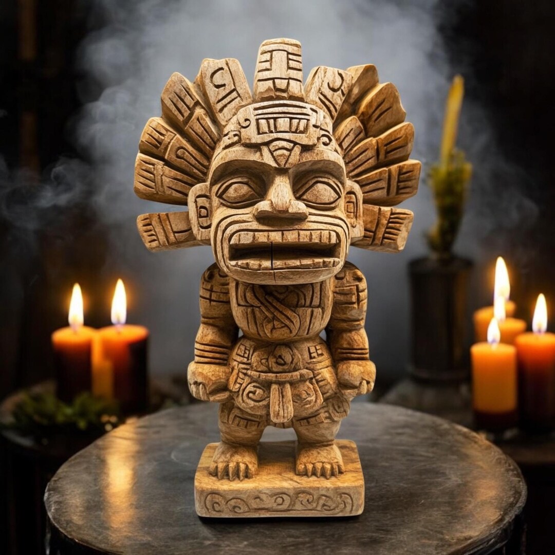 Aztec Wood Figure Aztec Statue Aztec God Aztec Decor Aztec Mythology ...