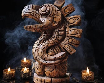 Quetzalcoatl Serpent Kukulkan Quetzalcoatl Statue Mayan Dragon Aztec God Aztec Wood Dragon Statue Aztec Mythology Dragon Totem Maya Altar