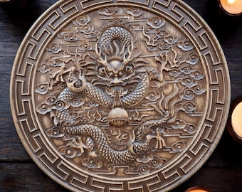 中国の龍の頭の像、吊り下げ彫刻、壁アート、木製の龍、風水、手作り 