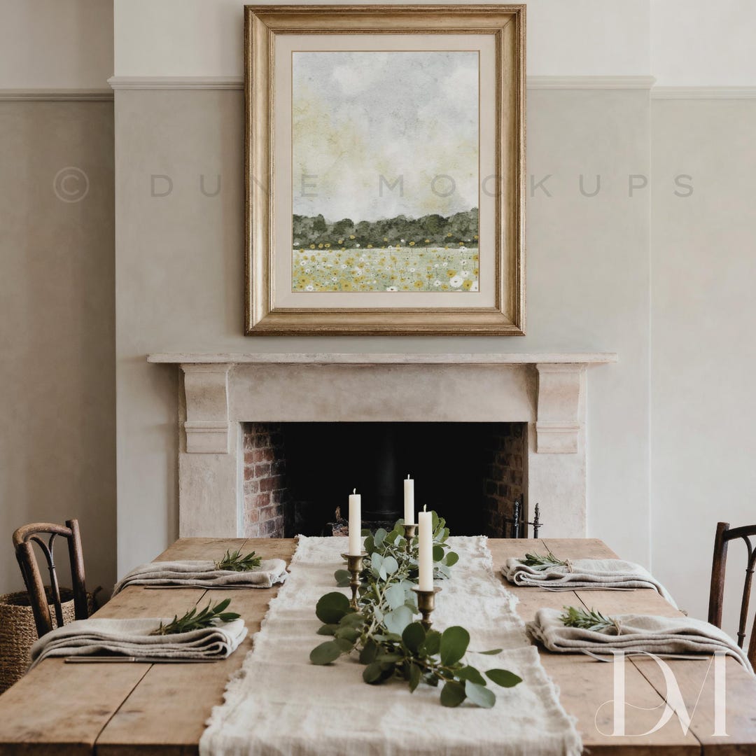 Dining Room Frame Mockup | Canva Editable, Fireplace Interior - Etsy