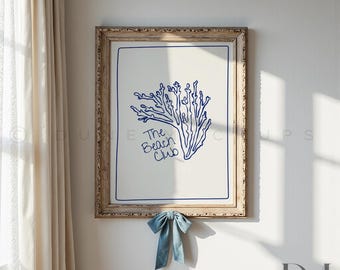 8x10 Wooden Frame Mockup: Coquette Blue Bow | Vintage Wall Art Mock | PSD & JPG