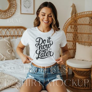 Gildan 64000 Mockup | Modern White T-shirt Mockup Boho | Trendsetter Mockup | Gildan 64000 White Tee Mockup | DMJ094