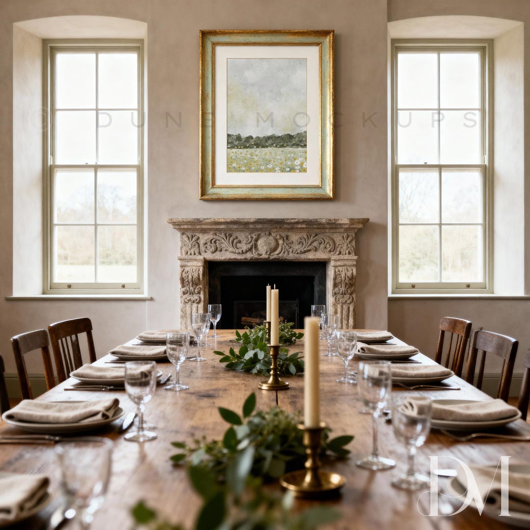 Canva Editable Wall Art Mockup | English Country Manor | Fireplace ...