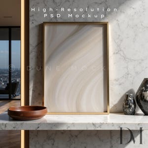 DINA Ratio Fine Art Frame Mockup | A3 Luxury Interior Wall Art Mock | PSD & JPG