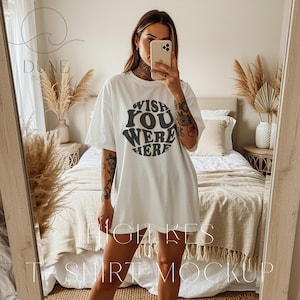 Mockup de camiseta branca Gildan 5000: estilo trendsetter (download digital)
