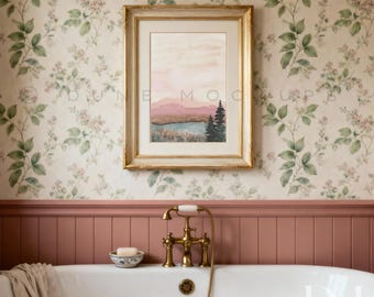 English Country Bathroom Frame Mockup for Canva | Rosewood Collection | No Photoshop