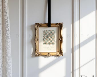 11 x 14 sierlijke gouden lijstmodel | Vintage muurkunst | PSD en JPG