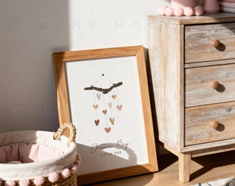 Nursery Wall Art Mockup PSD, A4 Wooden Frame, Baby Room Decor